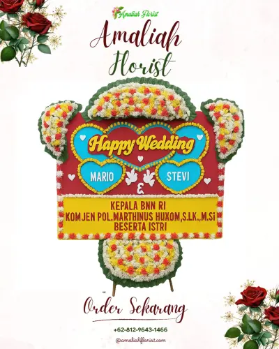 Karangan Papan Bunga Pernikahan di Doyado